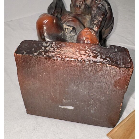 Antique Burl Wood Handcarved Cherub Sculpture - Picture 7 of 8